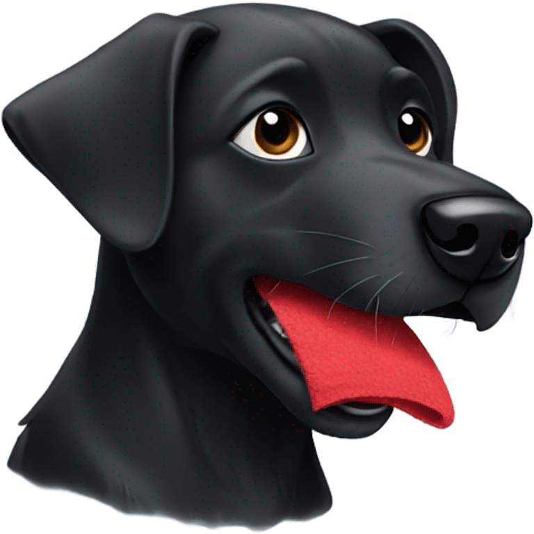 Black dog chewing on a sock emoji