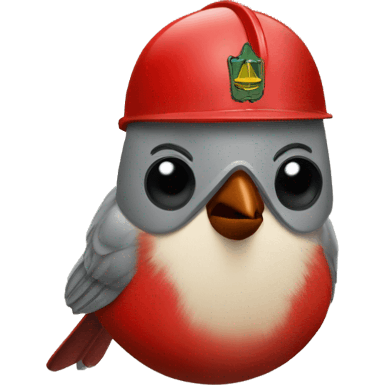 Cardinal bird wearing army helmet emoji