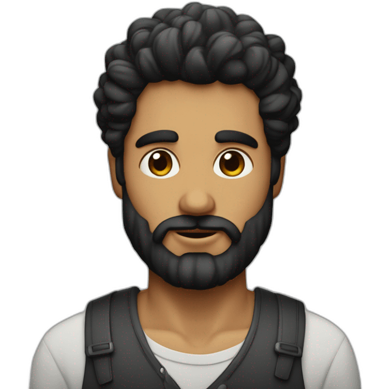 Hombre de tes morena con barba, anteojos de pasta negros y pelo largo emoji