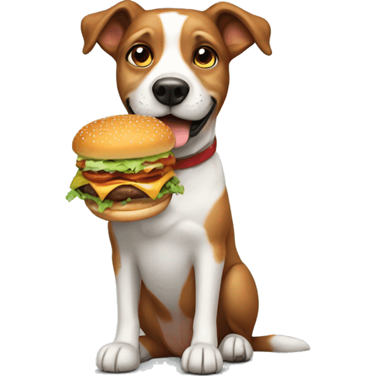 Dog with burger on lap emoji