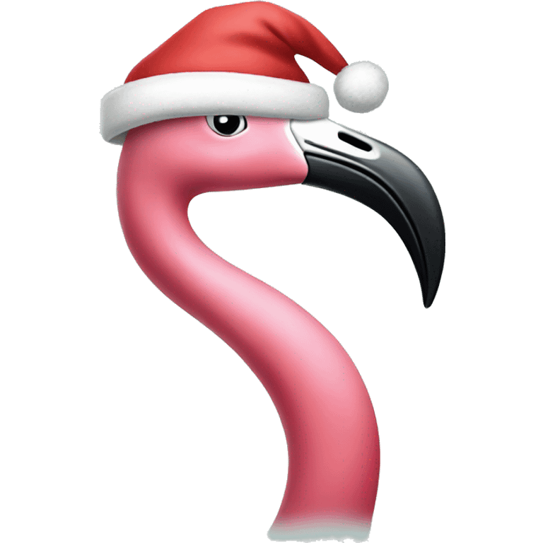 Flamingo wearing a Santa hat emoji