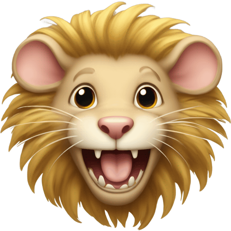 Tan rat with lion’s mane is evil laughing emoji