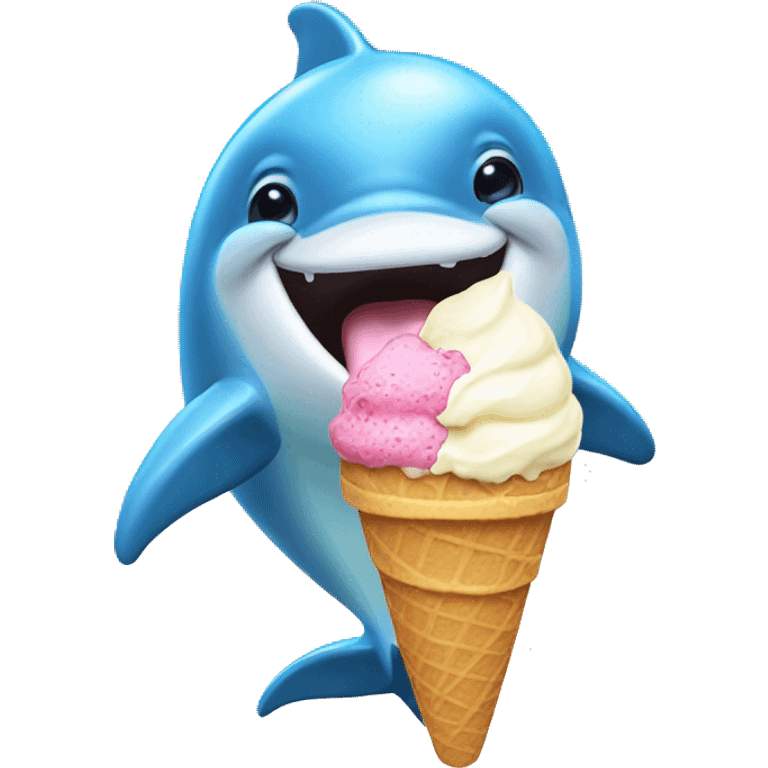 Dolphin eating ice cream emoji