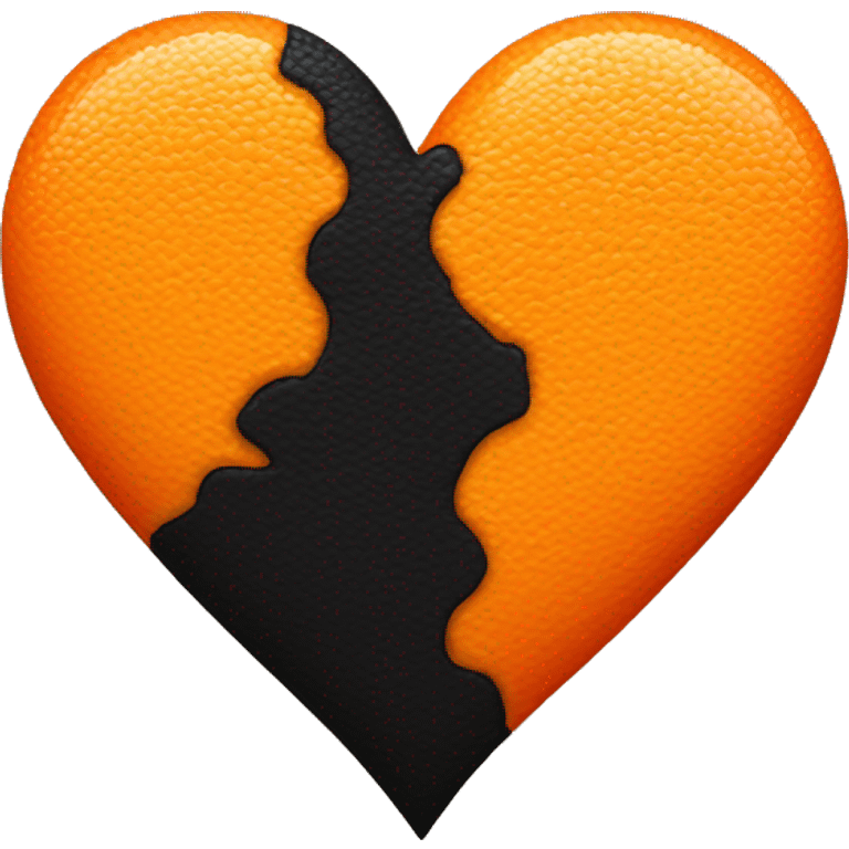 Half black and half orange heart emoji