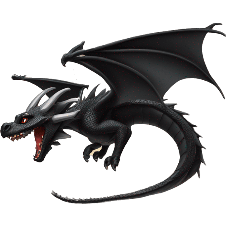 Black metallic dragon flying over mountains  emoji