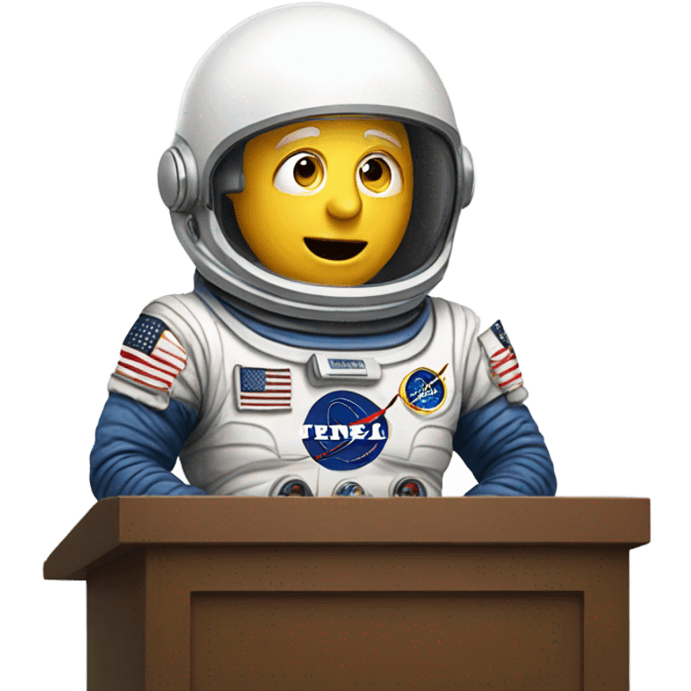 trump with space suit on giving speech emoji