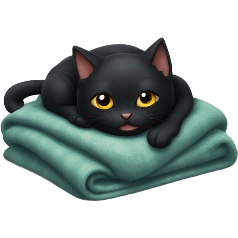 black cat sucking on a blanket emoji