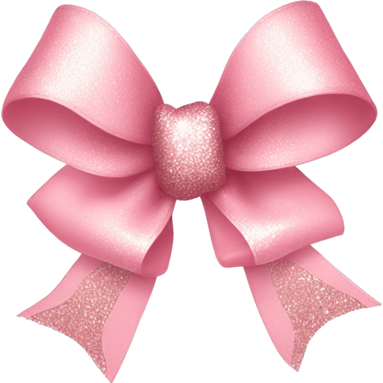 light pink ribbon bow, glitter, with shimmering star on it emoji