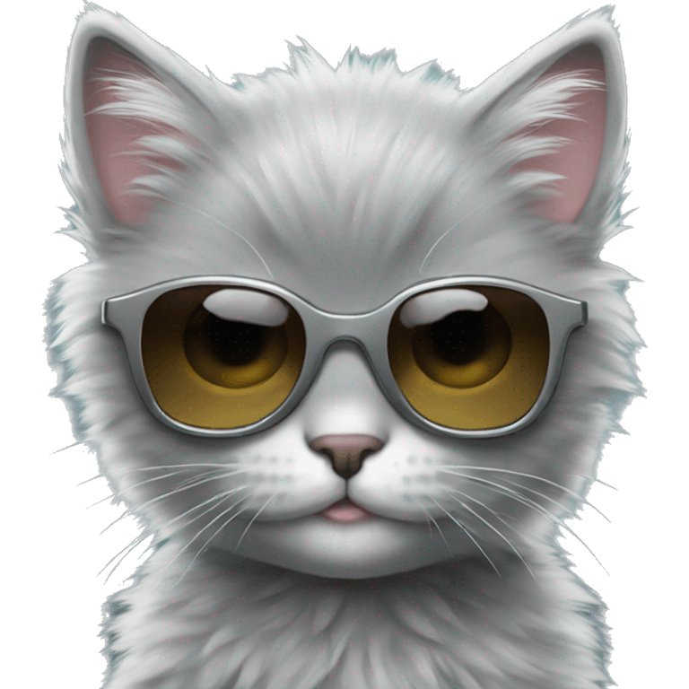 Fluffy grey kitten with sunglasses  emoji