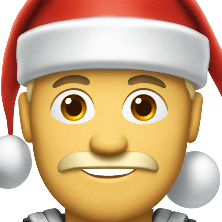 white spartan male wearing red santa hat emoji