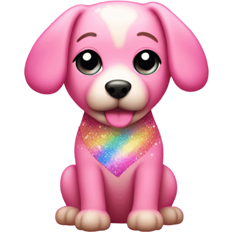 All Pink sparkly dog with rainbow  emoji