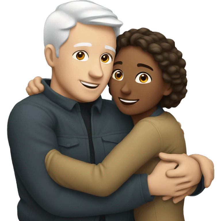 White man and woman hugging  emoji