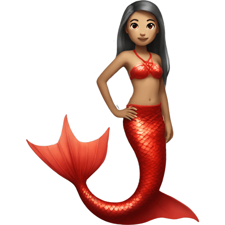 full body red chinese mermaid emoji