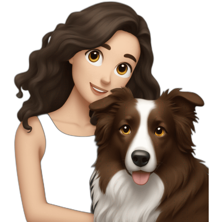 black border collie and woman with long brown hair emoji