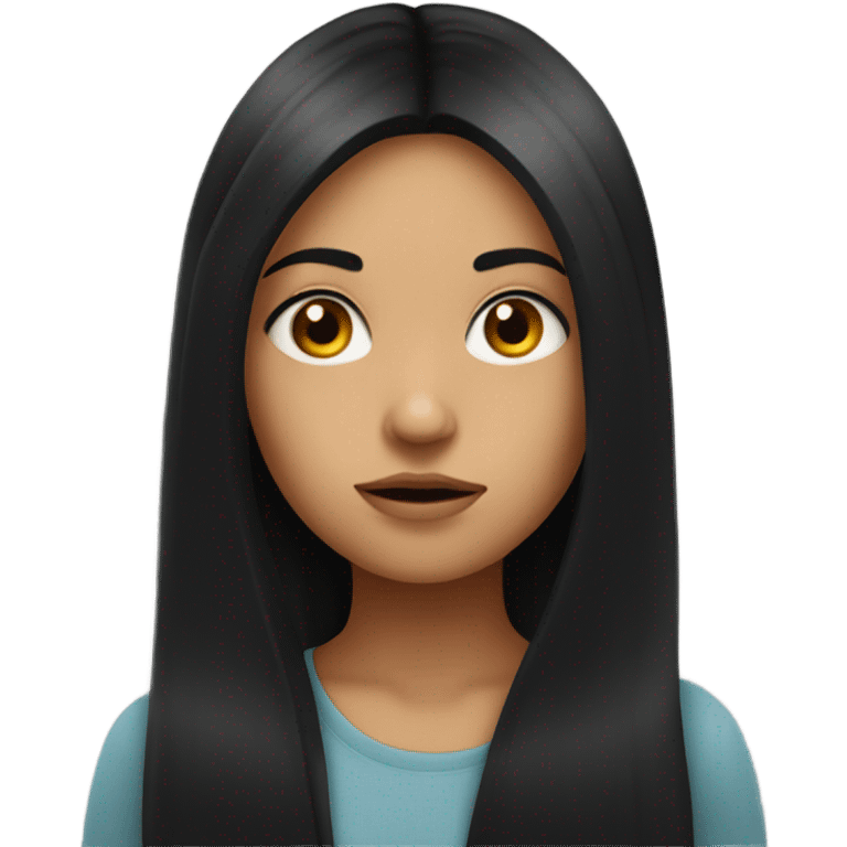 girl with black hair looking emoji