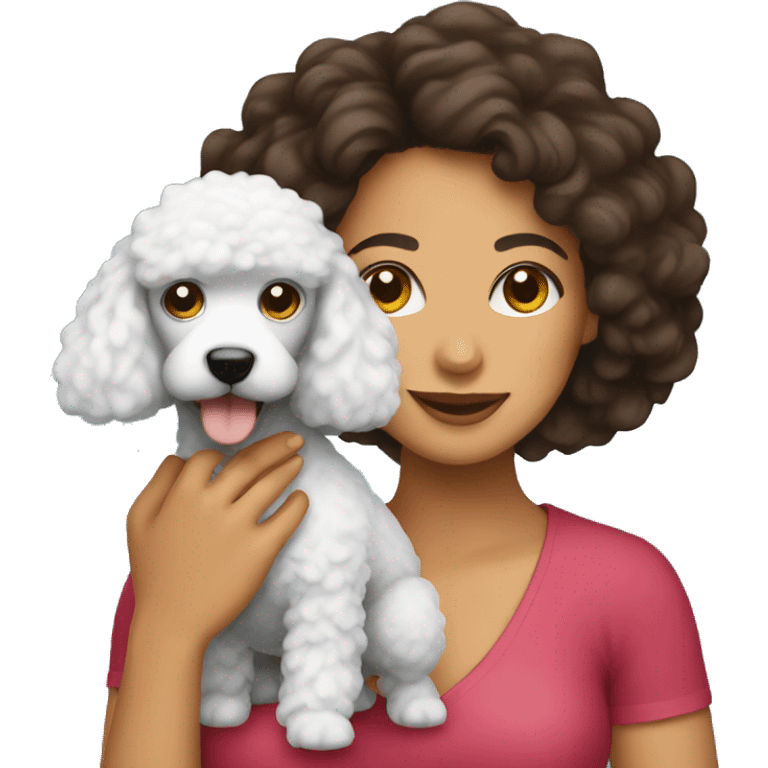 hispanic woman holding poodle emoji