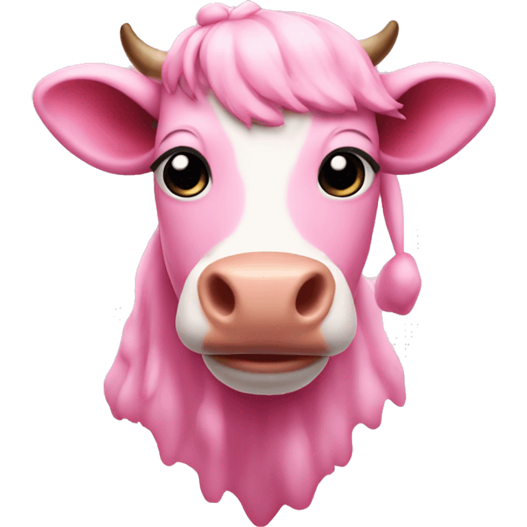 Pink Christmas cow emoji