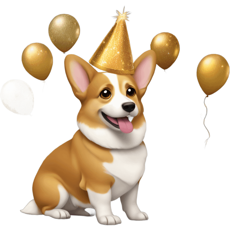 Corgi celebrates New Year's Eve  emoji