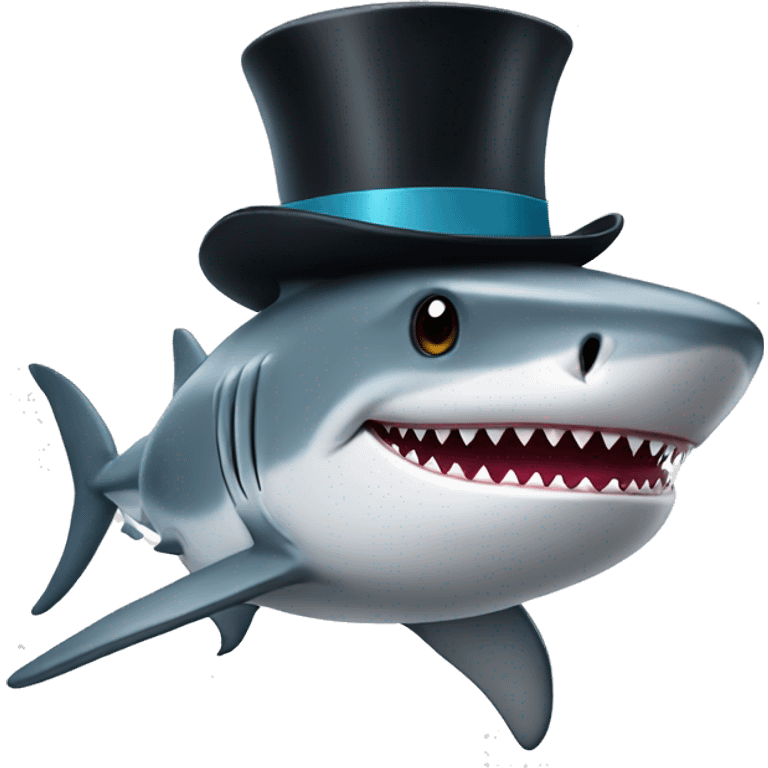 Shark with a top hat emoji