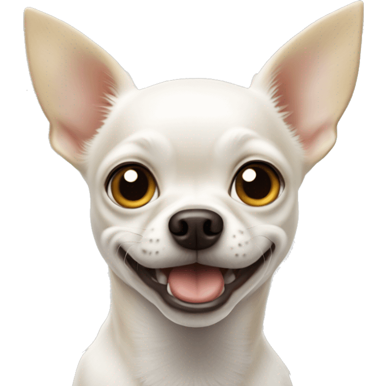 white chihuahua barking tilted head emoji