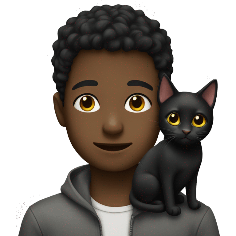 Boy and black cat  emoji