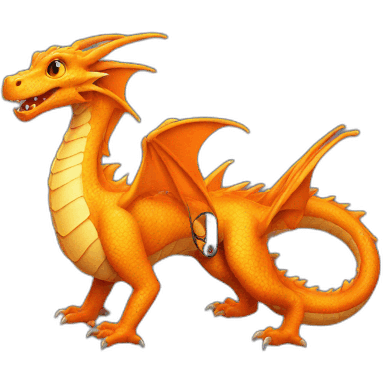 Orange Dragon with Gaming Controller emoji