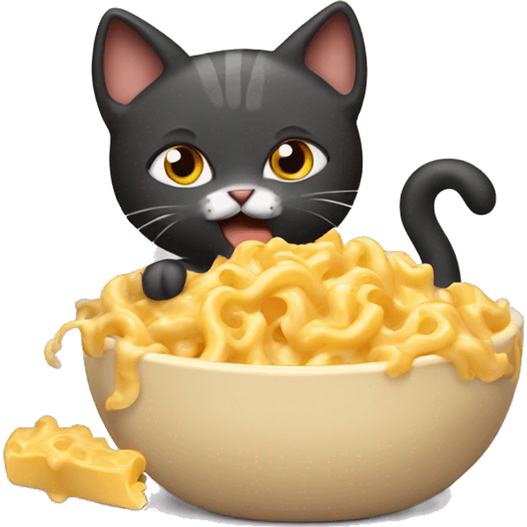 Lazy cat eating Mac and cheese emoji