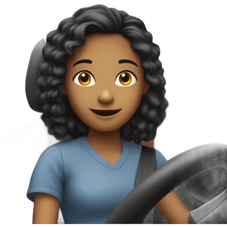 smiling girl in car emoji