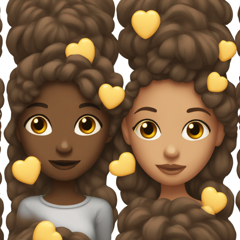 Black girl and Brown girl kissing emoji