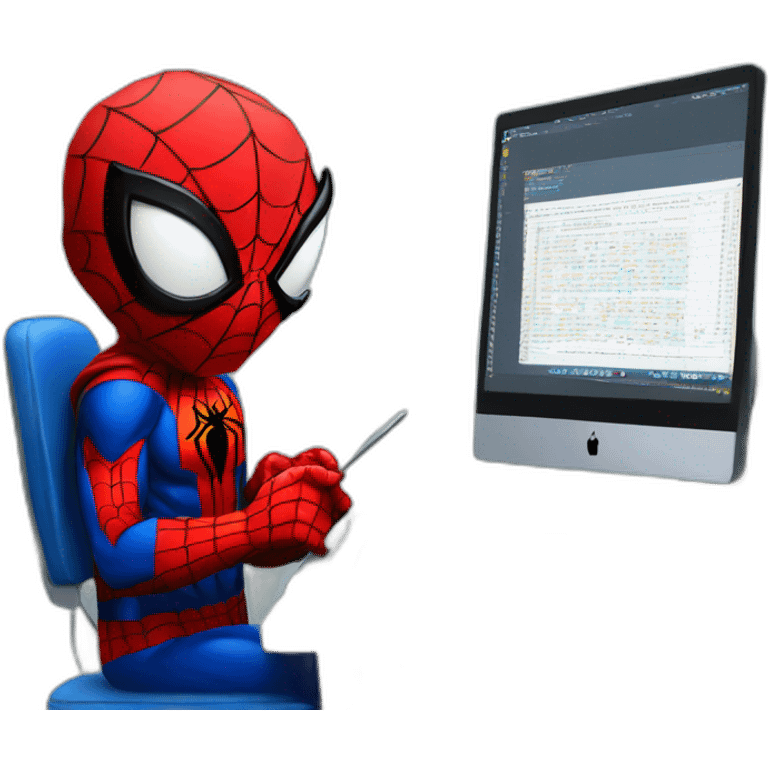 spiderman writing code in a computer emoji