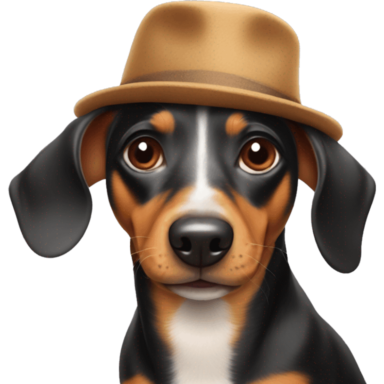 weiner dog wearing a hat emoji