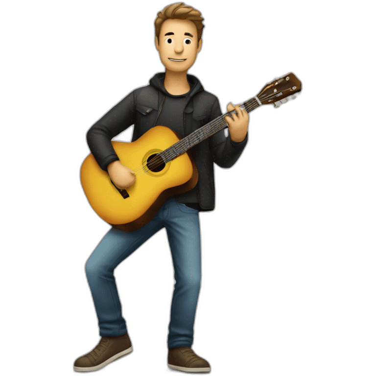 Homme debout sur une guitare emoji