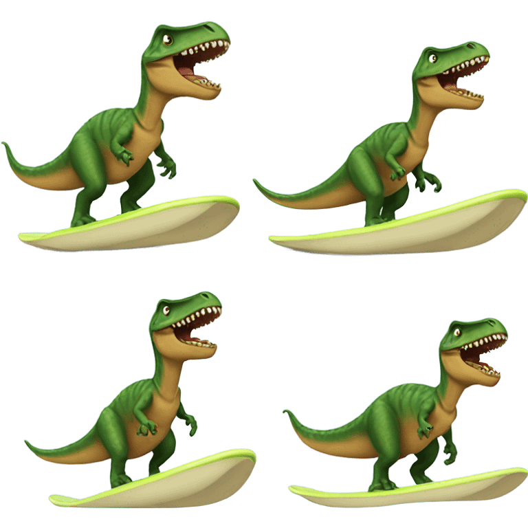 Dinosaur surfing emoji