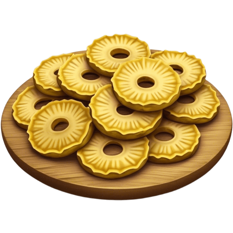 Patacones Cinematic Realistic Patacones Dish Emoji, depicted as crushed, crispy plantain discs, rendered with rich textures and dynamic, natural lighting. emoji