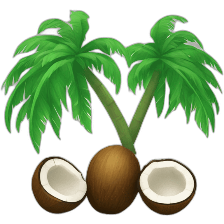 inverted coconut palm with two coconuts and the log at the middle emoji