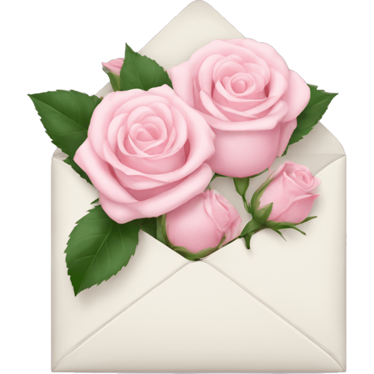 White envelope with light pink roses emoji