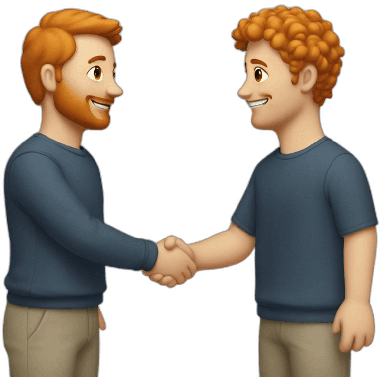 tom crossman with ginger hair shaking hands with louie smith emoji