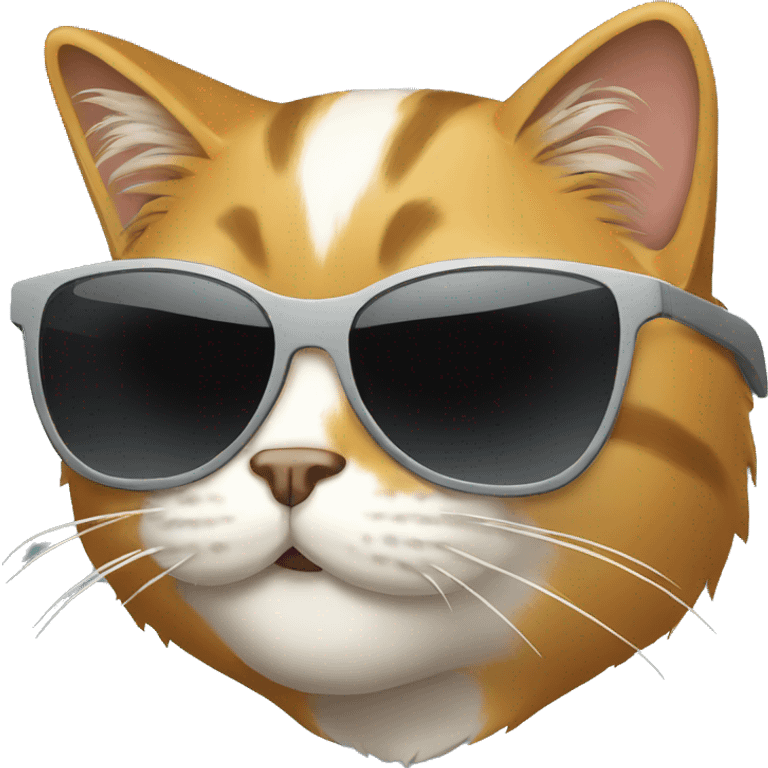 Cat with sunglasses working on computer emoji