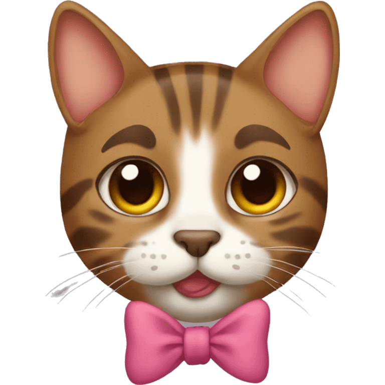 Brown tabby cat with bow emoji