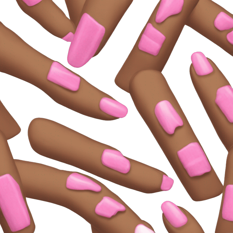 Brown hand with long pink coffin shaped nails emoji