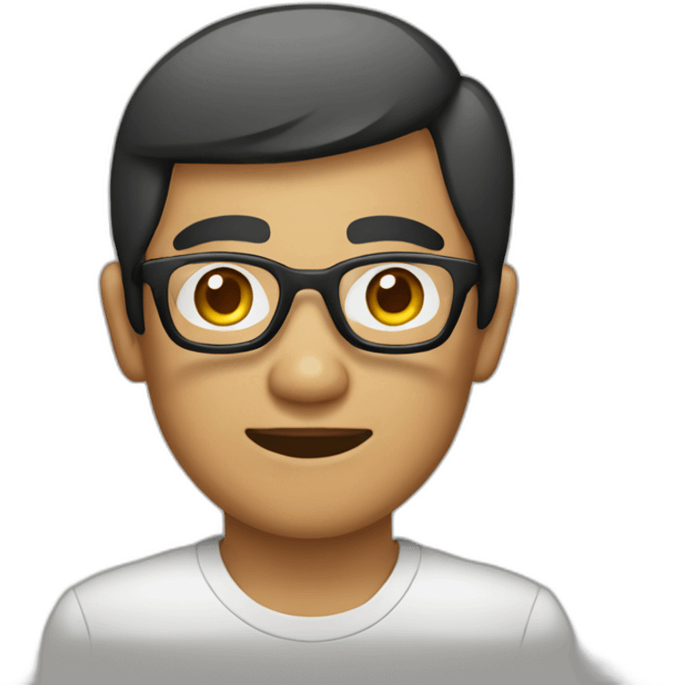 Javanese man with rounded face wear glasses emoji