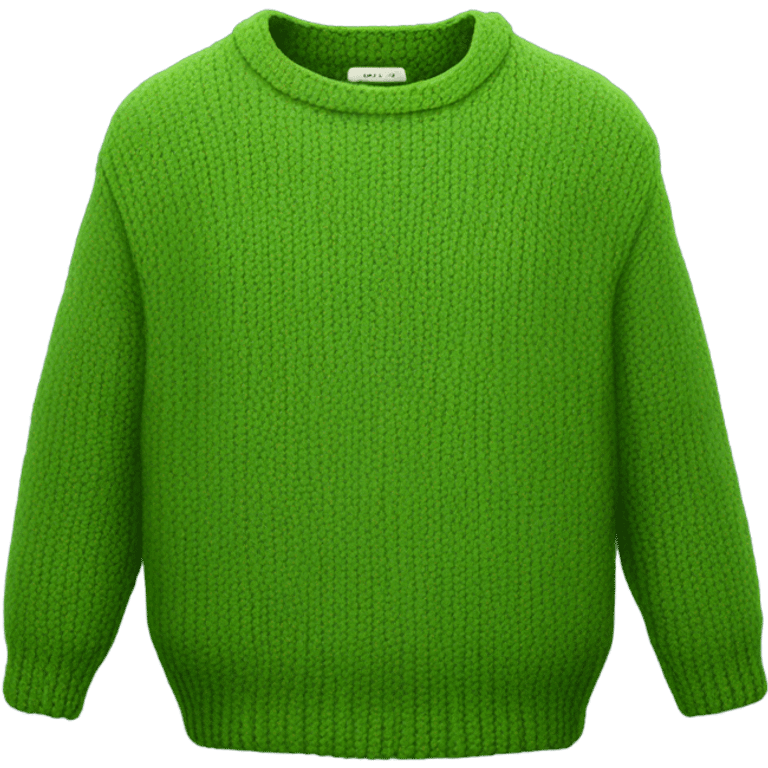 Moss green cropped oversize wool sweater, isolated emoji