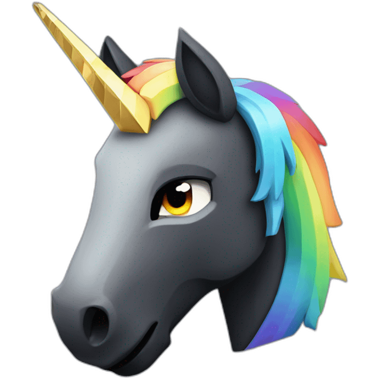 Minecraft Rainbow Black Unicorn Head With Diamond Horn emoji