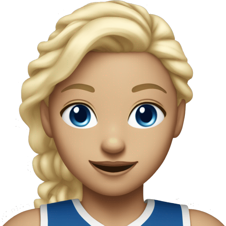 white blond girls playing basketball wih blue eyes blonde hair running emoji