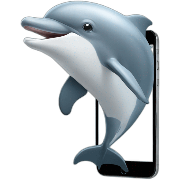 A dolphin who play with his smartphone emoji