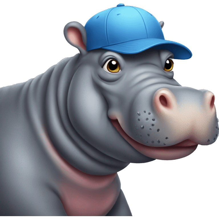 Hippo wearing a ball cap emoji