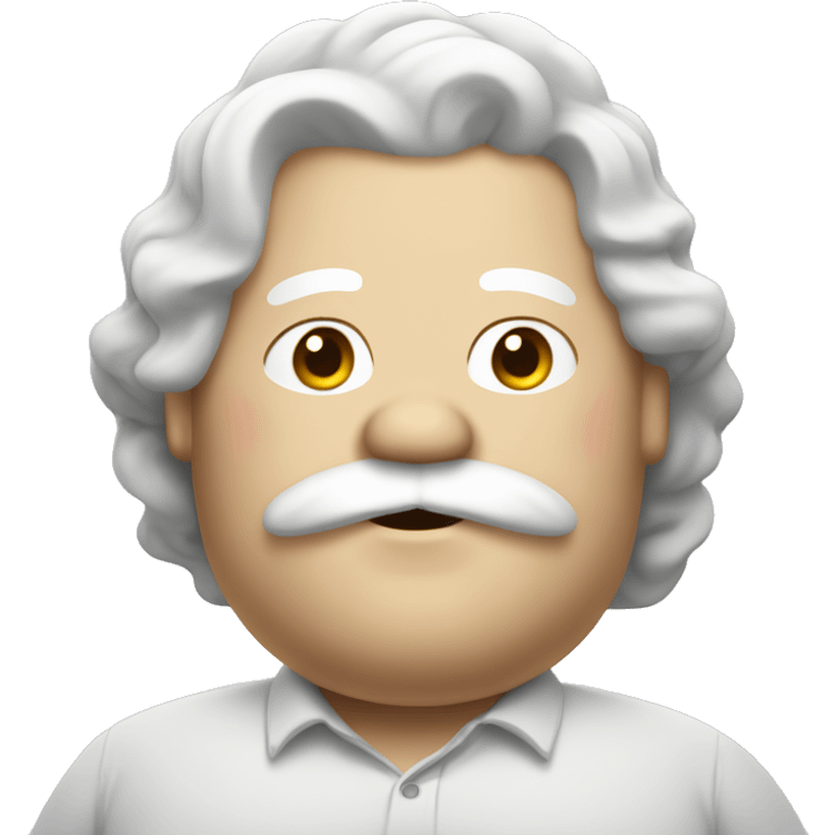 Obese, with white wavy hair and a single white mustache. emoji