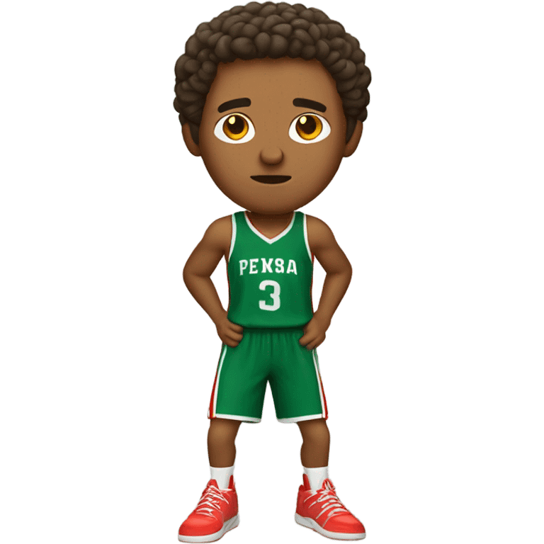 Mexican guy with short curly hair playing basketball emoji