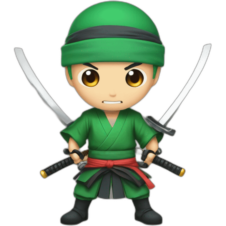 Rononoa zoro with his 3 katanas emoji