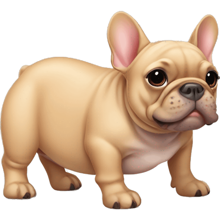 Fawn frenchie with the body of a hippo emoji